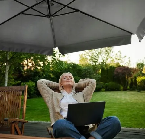 PARASOL OGRODOWY DUŻY SKŁADANY Z WYSIĘGNIKIEM FALBANĄ SOLIDNY 350cm SOLIDNY