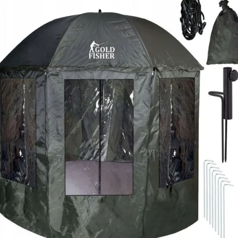 PARASOL WĘDKARSKI NAMIOT NA RYBY WODOODPORNY ZIELONY DLA WĘDKARZA 240cm