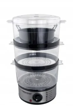 PAROWAR METALOWY 7,5 L 3 POZIOMY + MISKA 400W GOTOWANIE NA PARZE