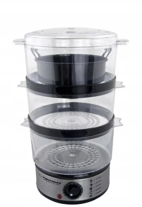 PAROWAR METALOWY 7,5 L 3 POZIOMY + MISKA 400W GOTOWANIE NA PARZE