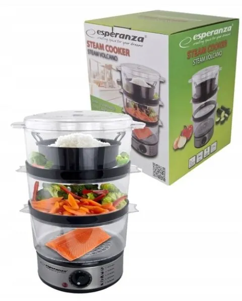 PAROWAR METALOWY 7,5 L 3 POZIOMY + MISKA 400W GOTOWANIE NA PARZE