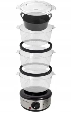 PAROWAR METALOWY 7,5 L 3 POZIOMY + MISKA 400W GOTOWANIE NA PARZE