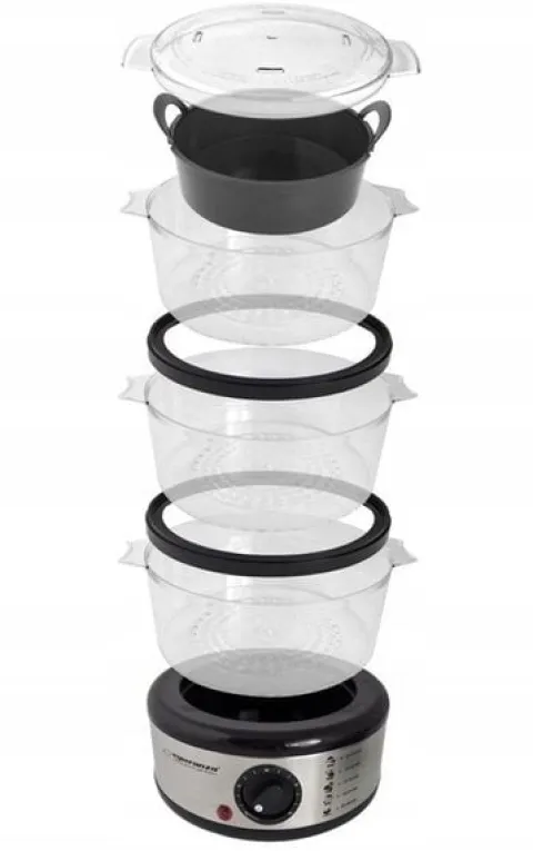PAROWAR METALOWY 7,5 L 3 POZIOMY + MISKA 400W GOTOWANIE NA PARZE