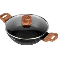 Patelnia granitowa głęboka ze szklaną pokrywką GRANITICA WOOD 24 cm, 2,2 l
