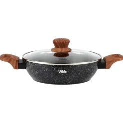Patelnia granitowa głęboka ze szklaną pokrywką GRANITICA WOOD 24 cm, 2,2 l