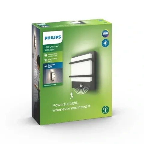 PHILIPS Kinkiet Ogrodowy Elewacyjny LAMPA z czujnik LED 12W 2700K PETRONIA
