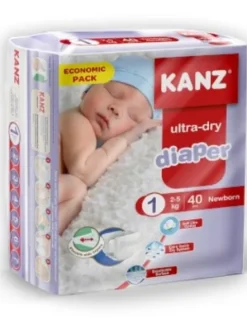 Pieluchy dziecięce bawełniane dry rozmiar1 newborn 2-5kg 40szt kanz