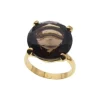 Pierścionek - Kwarc dymny okrągły (szlif diamentowy) w srebrze złoconym 15 (Średnica wewnętrzna 17,33 mm)