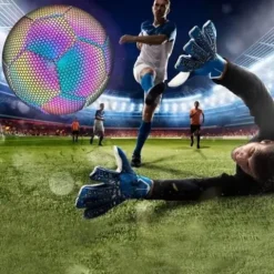 Piłka nożna odblaskowa świecąca lumi do nogi rozmiar 5 holograficzna