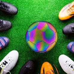 Piłka nożna odblaskowa świecąca lumi do nogi rozmiar 5 holograficzna