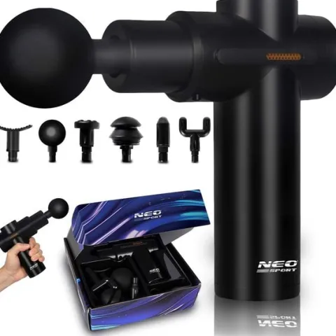 Pistolet do masażu ciała masażer 6 nakładek NS-504 Neo-sport czarny