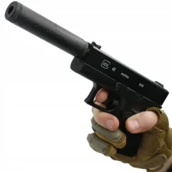 PISTOLET NA KULKI PLASTIKOWE GLOCK METAL Z TŁUMIKIEM ASG 6mm GRATIS KULKI