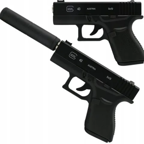 PISTOLET NA KULKI PLASTIKOWE GLOCK METAL Z TŁUMIKIEM ASG 6mm GRATIS KULKI