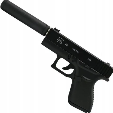 PISTOLET NA KULKI PLASTIKOWE GLOCK METAL Z TŁUMIKIEM ASG 6mm GRATIS KULKI