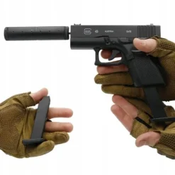 PISTOLET NA KULKI PLASTIKOWE GLOCK METAL Z TŁUMIKIEM ASG 6mm GRATIS KULKI