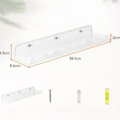 Półka Ścienna Chmurka na Książki Akryl Przezroczysta 38x9 cm 6 Sztuk