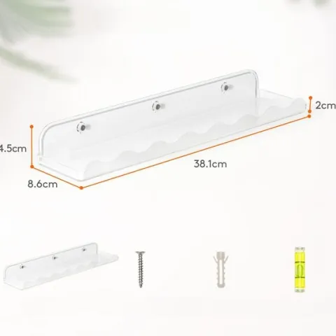 Półka Ścienna Chmurka na Książki Akryl Przezroczysta 38x9 cm 6 Sztuk