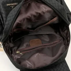Plecak damski czarny skórzany elegancki eko skóra miejski pleciony