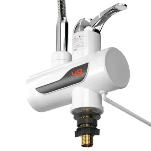 Podgrzewacz wody 3000W LCD IPX4 149PR23 przepływowy kran wyświetlacz biały