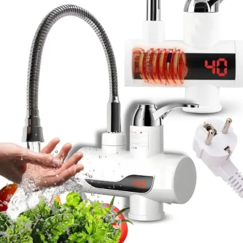 Podgrzewacz wody 3000W LCD IPX4 149PR23 przepływowy kran wyświetlacz biały