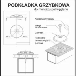 Podkładki grzybkowe, poliwęglan bezbarwne 25 szt