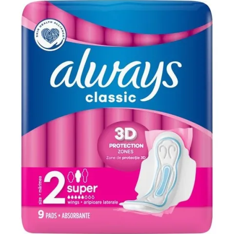 Podpaski higieniczne Always Classic ze skrzydełkami 9 szt.