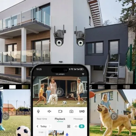 PODWÓJNA KAMERA WIFI IP SMART ZEWNĘTRZNA OBROTOWA 6MPX APLIKACJA ULTRA HD