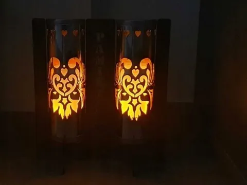 PODWÓJNY ZNICZ lampion METALOWY nowoczesny DUET TUBA PAMIĘTAMY dla MAMY