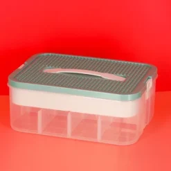 Pojemnik na Klocki Zabawki Organizer Plastikowy z Przegródkami i Pokrywą