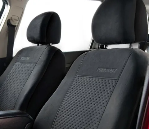 Pokrowce z alcantary na fotele PRESTIGE Czarne do PEUGEOT 5008 I II