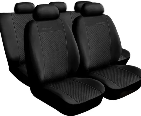 Pokrowce z alcantary na fotele PRESTIGE Czarne do PEUGEOT 5008 I II
