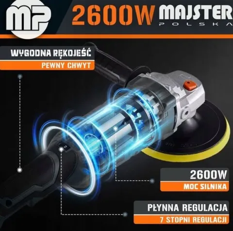 POLERKA SAMOCHODOWA SZLIFIERKA Z REGULACJĄ OBROTÓW + ZESTAW GĄBEK + FILC