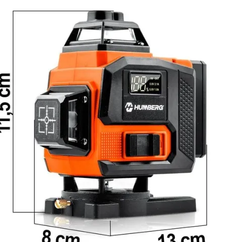 Poziomica laserowa laser krzyżowy w walizce + akcesoria Humberg HM-175