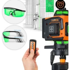 Poziomica laserowa laser krzyżowy w walizce + akcesoria Humberg HM-175