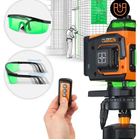 Poziomica laserowa laser krzyżowy w walizce + akcesoria Humberg HM-175