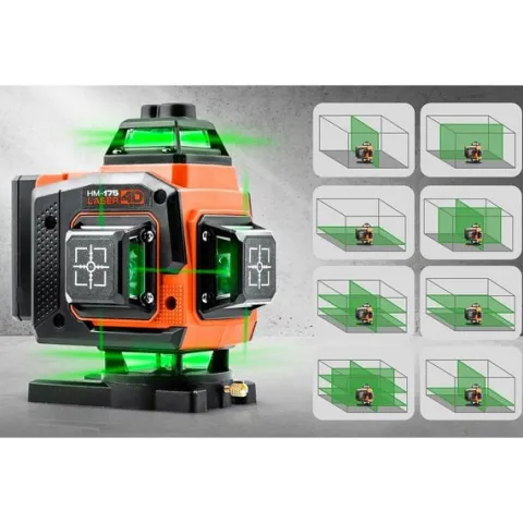 Poziomica laserowa laser krzyżowy w walizce + akcesoria Humberg HM-175