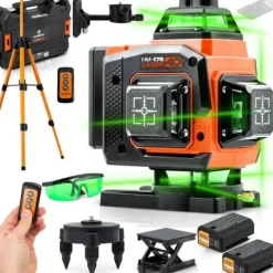 Poziomica laserowa laser krzyżowy w walizce + akcesoria Humberg HM-175