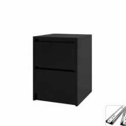 Praktyczna Szafka Nocna CZARNA 2 szuflady stolik nocny loft 42x52x43cm