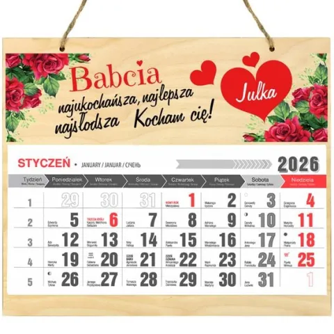PREZENT NA DZIEŃ BABCI KALENDARZ 2026 Z NADRUKIEM