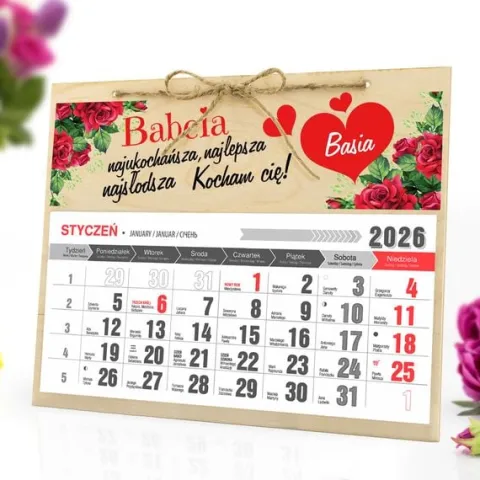 PREZENT NA DZIEŃ BABCI KALENDARZ 2026 Z NADRUKIEM