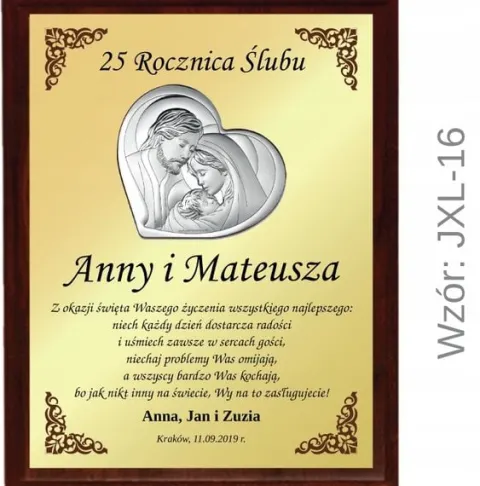 PREZENT na ROCZNICĘ ŚLUBU JUBILEUSZ 15 20 25 30 40 45 50 55 GODY +