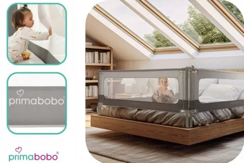 PRIMABOBO Barierka do łózka VELVO 140cm, osłona ochronna dla dzieci