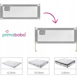 PRIMABOBO Barierka ochronna do łóżka CLASSIC 180cm dla dzieci WYSOKA