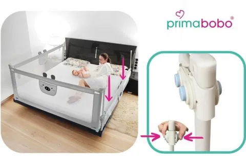 PRIMABOBO Barierka ochronna do łóżka MIŚ 140cm SKŁADANA, dla dzieci