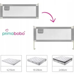 PRIMABOBO Barierka ochronna do łóżka CLASSIC 180cm dla dzieci WYSOKA