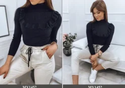 PRĄŻKOWANY SWETER DAMSKI GOLF KOLORY ox127 UNI