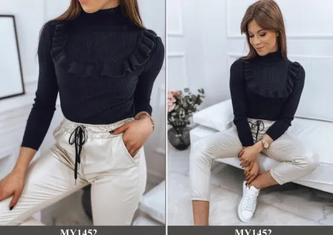 PRĄŻKOWANY SWETER DAMSKI GOLF KOLORY ox127 UNI