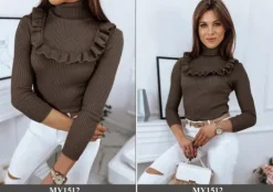 PRĄŻKOWANY SWETER DAMSKI GOLF KOLORY ox127 UNI