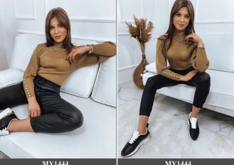 PRĄŻKOWANY SWETER DAMSKI GOLF KOLORY ox124 UNI