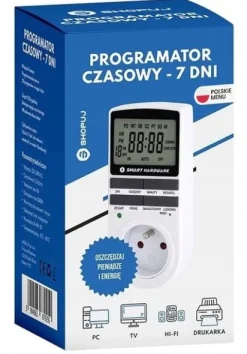 PROGRAMATOR CZASOWY WŁĄCZNIK WYŁĄCZNIK LCD CYFROWY HARMONOGRAM 7 DNI POLSKI